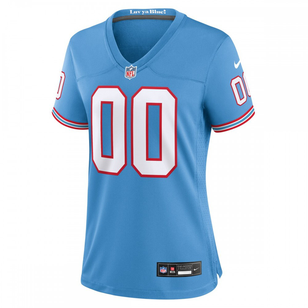Tennessee Titans Nike Women's Oilers Throwback Custom Game Jersey - Light Blue-GridironStore